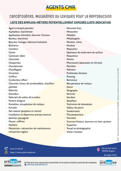 Risques biologiques - Emplois exposés - SMIA