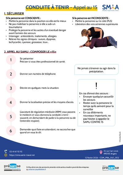 Conduite à tenir appel au 15 (format A3)