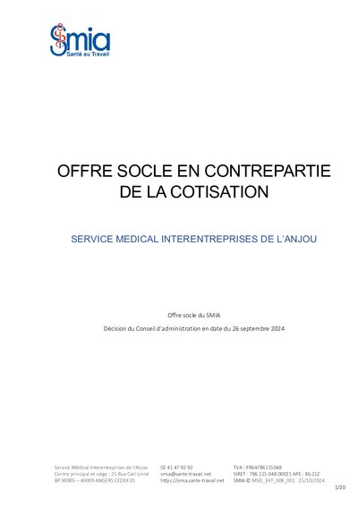 Offre socle en contrepartie de l'adhésion