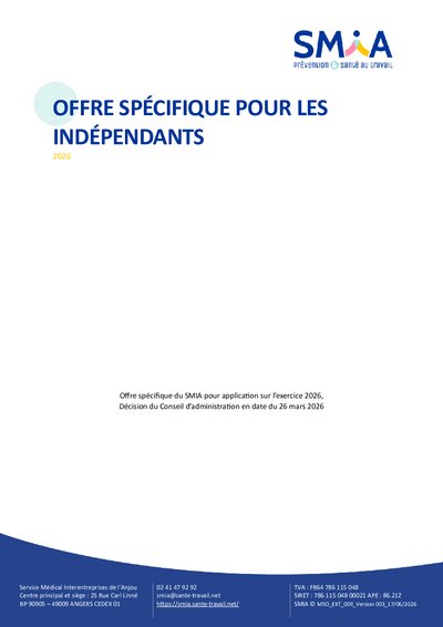 SMIA - Offre spécifique pour les indépendants