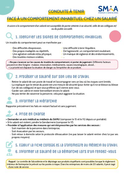 Addictions - santé mentale - CAT comportement inhabituel chez un salarié