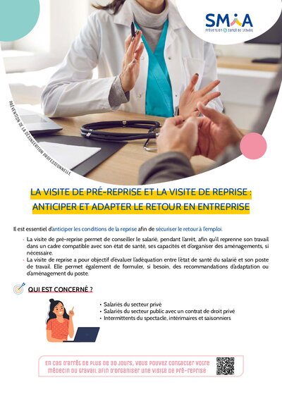 Visite de pré-reprise et visite de reprise - SMIA