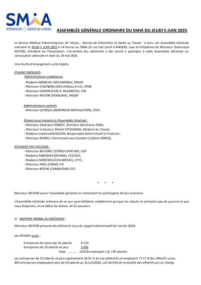 AG 2025 - Procès Verbal