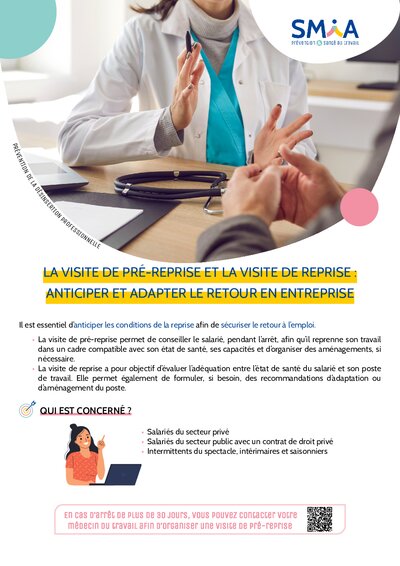 Visite de pré-reprise et visite de reprise - SMIA