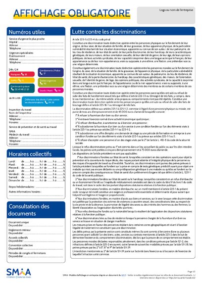 SMIA - Affichage obligatoire en entreprise